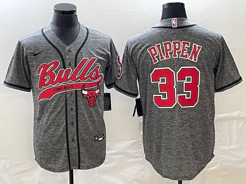 Men Chicago Bulls #33 Pippen Grey Nike 2023 NBA Jerseys->chicago bulls->NBA Jersey